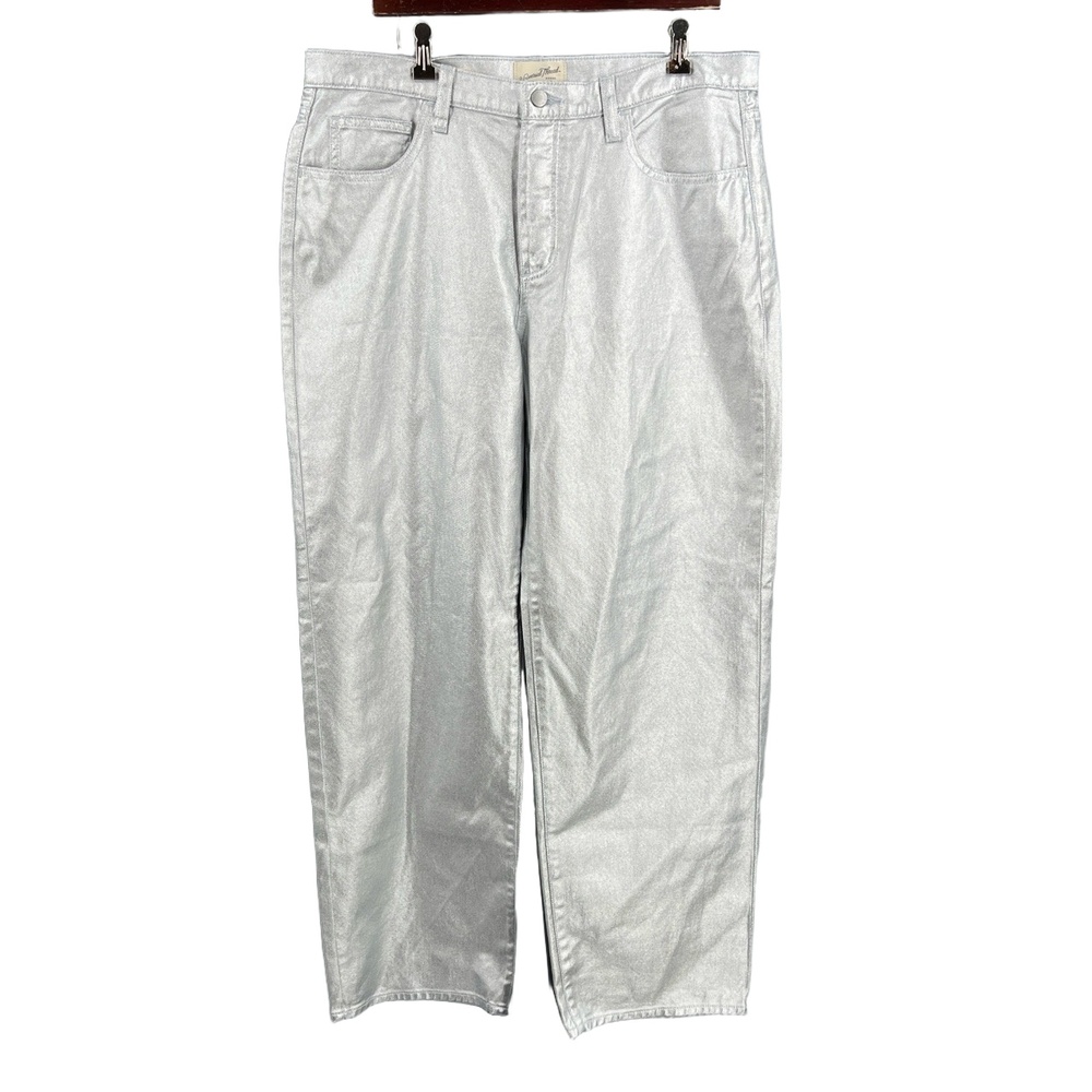 Universal Thread 90s Baggy‎ Jeans Metallic Silver Straight Leg Cotton Size 12